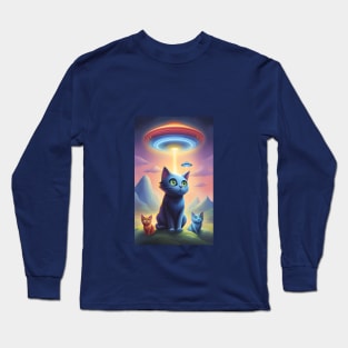 Cats UFO Abductions Long Sleeve T-Shirt